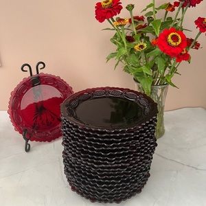 Vintage Cape Cod Ruby Red 1876 Avon Salad/Dessert Plates